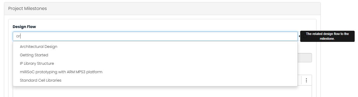 select the design step by typing and select from the drop down list